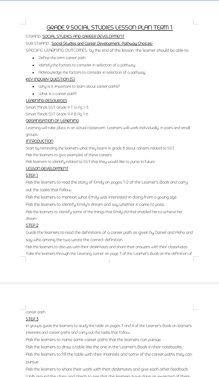 Grade 9 term 2 social studies lesson plans - Image 3
