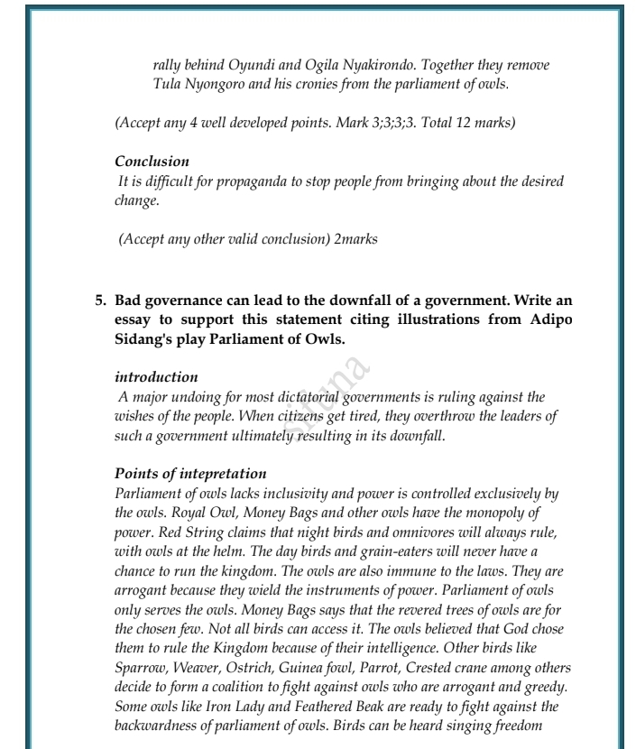 Parliament of Owls essays answers set 2 - Image 2
