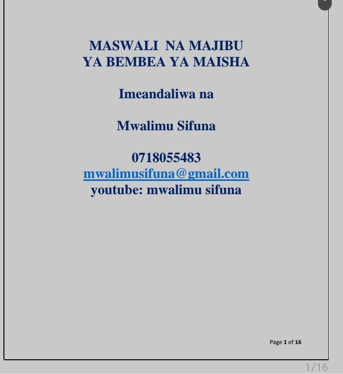 Bembea ya maisha maswali ya kujadili