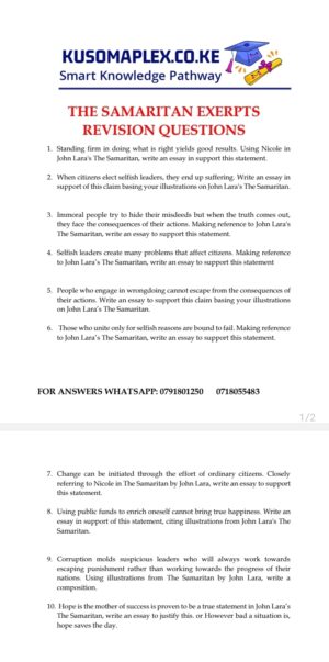 The Samaritan essays questions set 2-free