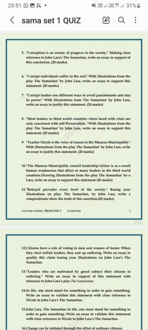 The Samaritan essays questions set 2-free