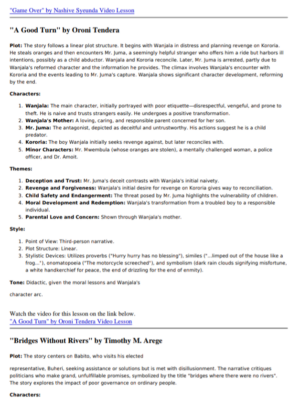 A guide to Bridges without Rivers