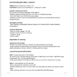 Grade 9 English lesson plan term 2 2025