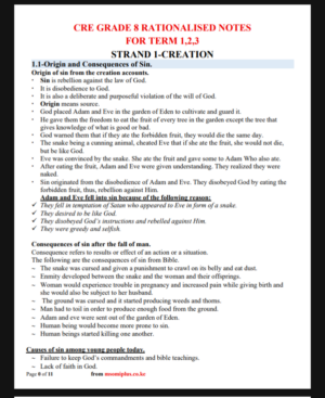 CRE Grade 8 Rationalized notes Term 1,2,3