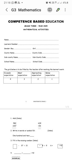 Grade 3 term 2 2025 mid term exams