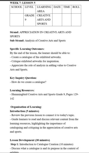 Grade 9 Rationalized Pre Technical Studies Lesson Plans Term 3