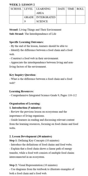 Grade 9 Rationalized Integrated Science Lesson Plans Term 3