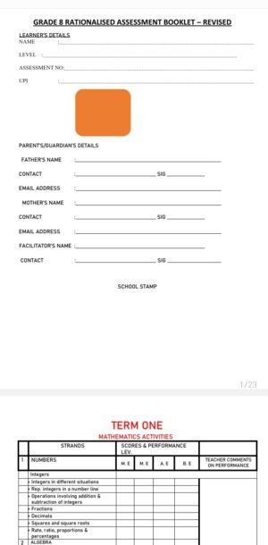 cbc grade 8 rationalised Assessment book