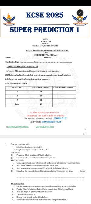 KCSE 2025 SUPER PREDICTION 1