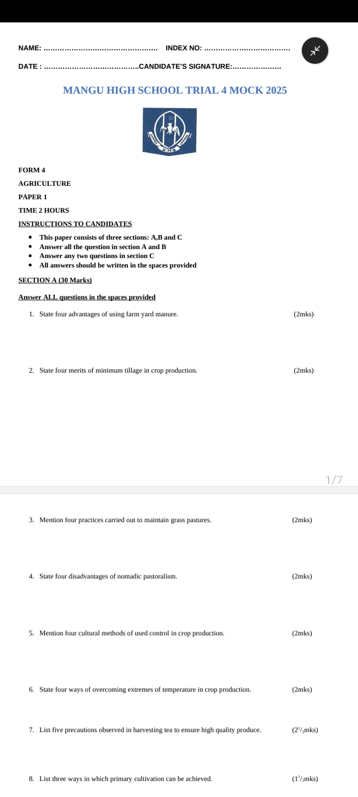 MANGU HIGH MOCK 2025