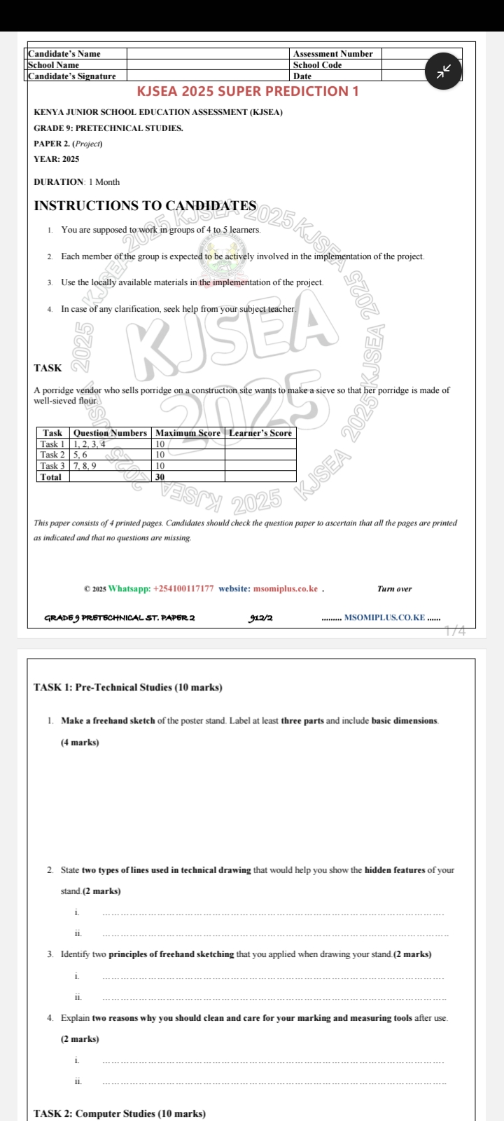KJSEA Grade 9 2025 Predictions - Image 2