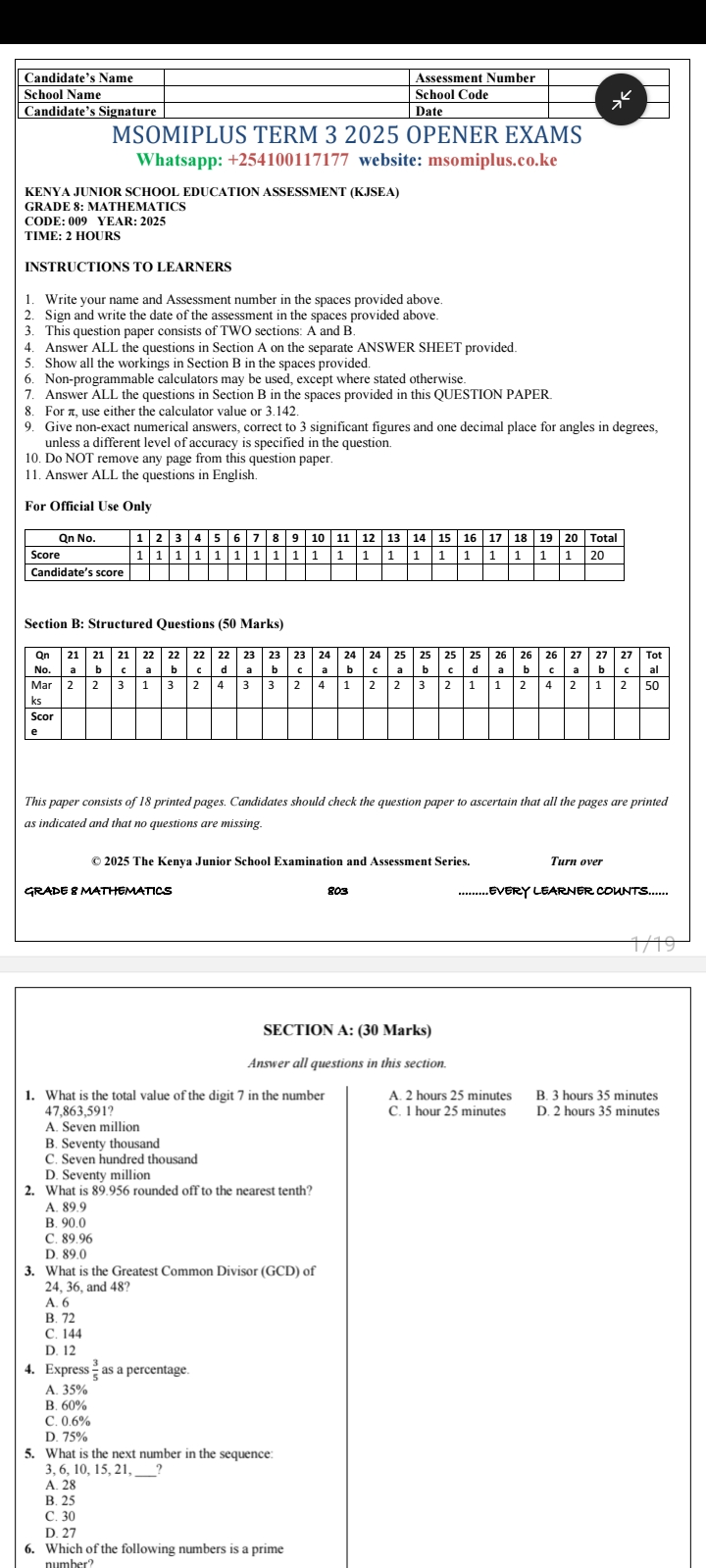 Grade 8 opener exams Term 3 2025 - Image 2