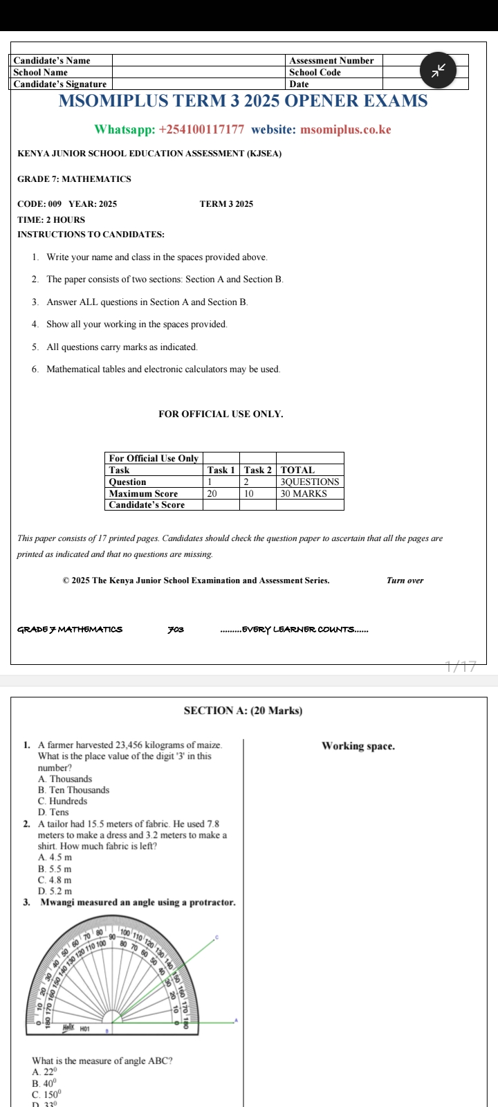 Grade 7 opener exams Term 3 2025 - Image 2