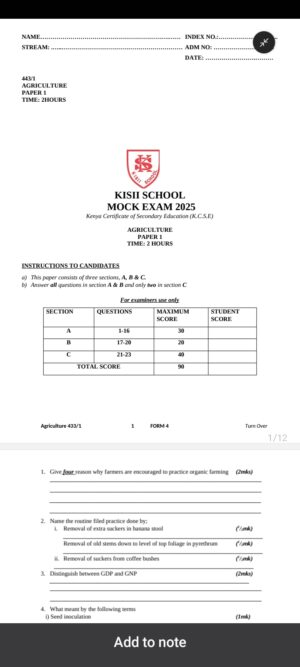 Kisii High Mock 2025