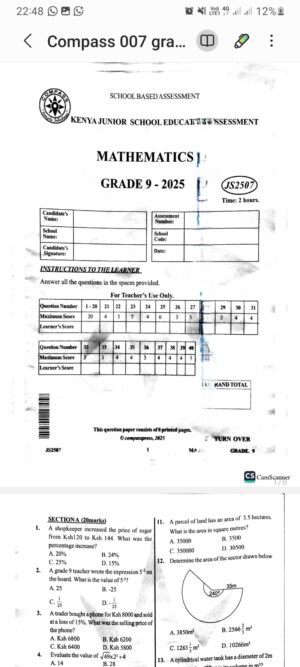 Compass Js2507 grade 9 2025