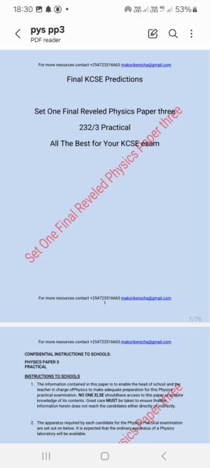 Kcse 2025 physics paper 3 practical final set one revealed prediction question papers and marking scheme