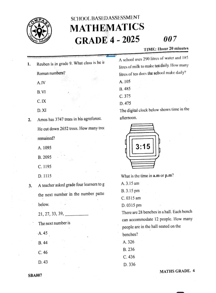 Compass Js2507 grade 4 2025
