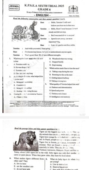 JESMA PREDICTION 1 KPSEA SIXTH TRIAL 2025