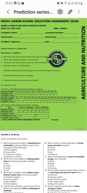 Prediction series kjsea grade 9 2025