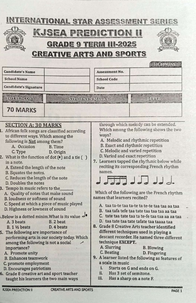 INTERNATIONAL STAR ASSESSMENT SERIES KJSEA PREDICTION 2