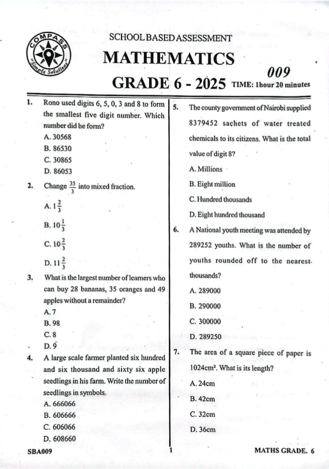 Compass 009 grade 6 2025