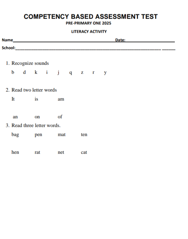 PP1 End term 3 exams 2025