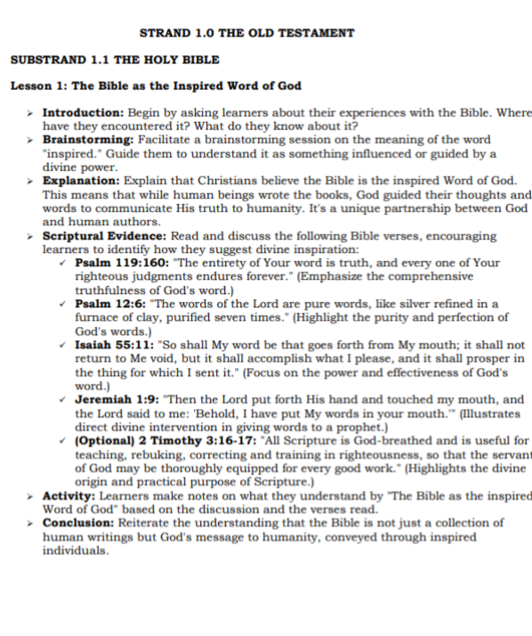 Grade 10 CRE Notes Term 1, 2 and 3