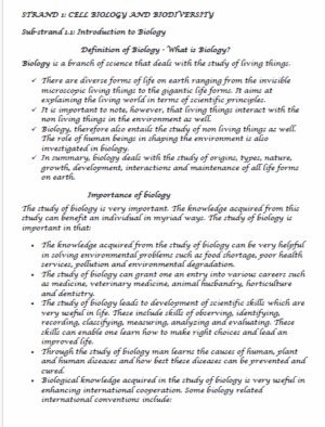 Grade 10 Biology Notes Term 1, 2 and 3