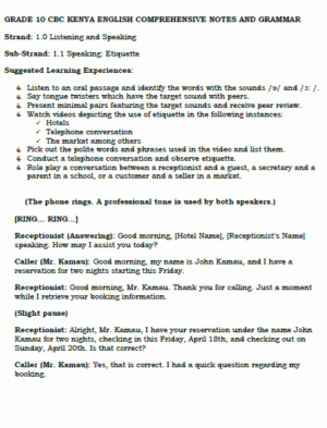 Grade 10 English Notes Term 1, 2 and 3