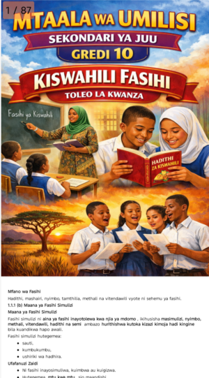 Kiswahili fasihi grade 10 notes