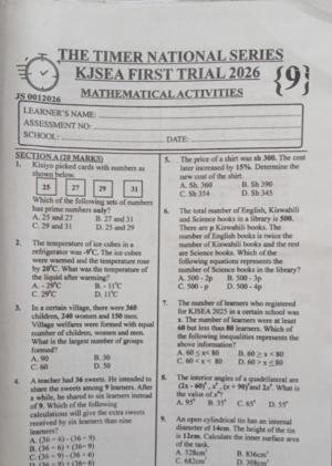 The Timer National series js 001 2026 Grade 9