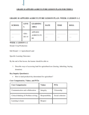 Agriculture grade 10 lesson plan term 1
