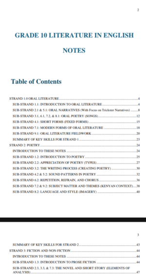 English literature grade 10 notes