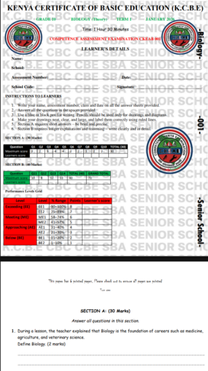 Grade 10 Biology Exam Term 1 2026