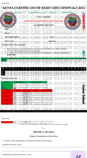 Grade 10 Chemistry Exam Term 1 2026