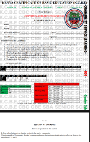 Grade 10 Community service learning CSL Exam Term 1 2026
