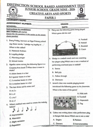 Distinction 001 2026 grade 9