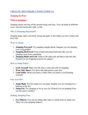 Creative arts Grade 1 CBC Notes