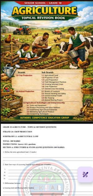 Grade 10 Agriculture Topical revision Booklet with Answers