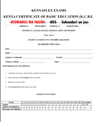 Grade 10 kiswahili na fasihi end Term 1 Exam 2026
