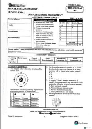 Signal 002 Grade 9 exams 2026