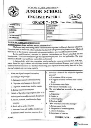 compass js2602 exam 2026 Grade 7
