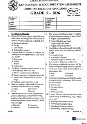 compass js2602 exam 2026 Grade 9