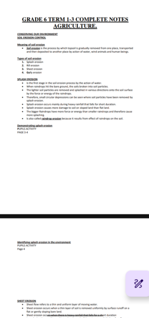 Agriculture Grade 6 CBC rationalized Notes