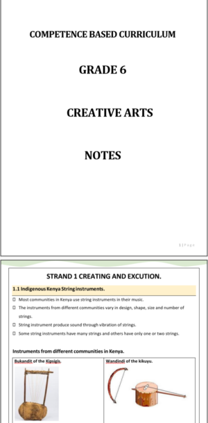 Creative arts Grade 6  CBC rationalized Notes