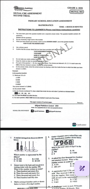 Signal 002 Grade 4 exams 2026