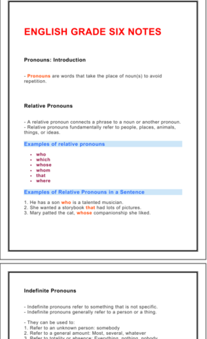 English grade 6 notes