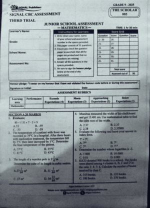 Signal 003 grade 9 2025