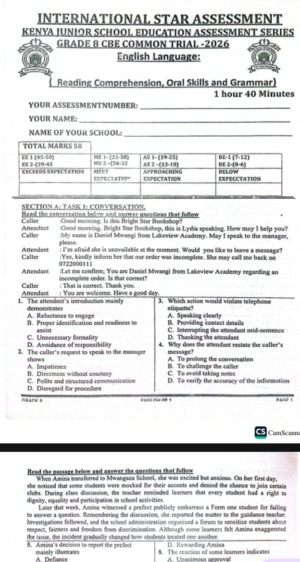 International star assessment Grade 8 2026 common trial 003