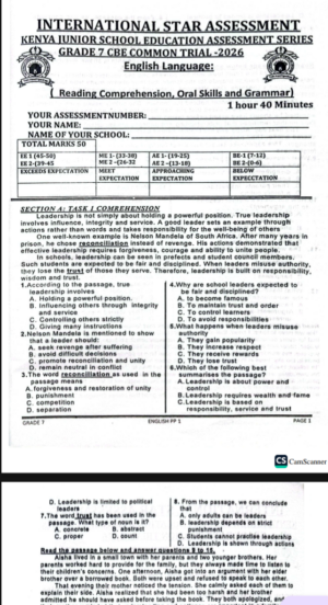 International star assessment Grade 7 2026 common trial 003